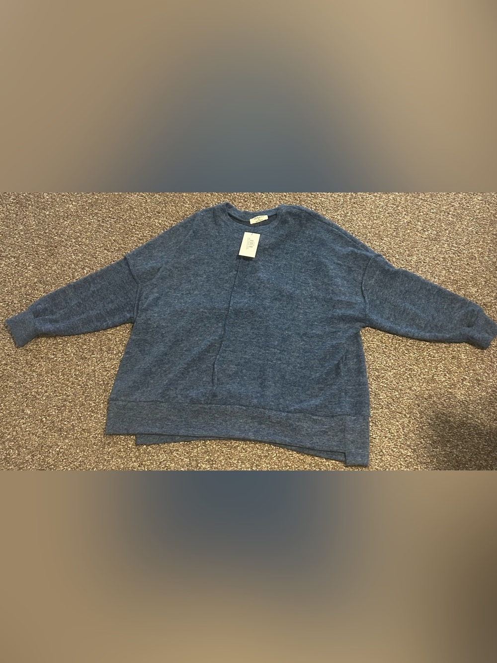 Zenana L Women’s Cozy Blue Pullover Sweater oversized and fluffy babydoll preppy